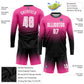 Custom Pink White-Black Sublimation Long Sleeve Fade Fashion Soccer Uniform Jersey Limited