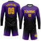 Custom Purple Gold-Black Sublimation Long Sleeve Fade Fashion Soccer Uniform Jersey Limited