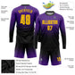 Custom Purple Gold-Black Sublimation Long Sleeve Fade Fashion Soccer Uniform Jersey Limited