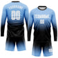 Custom Light Blue White-Black Sublimation Long Sleeve Fade Fashion Soccer Uniform Jersey Limited