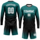 Custom Teal White-Black Sublimation Long Sleeve Fade Fashion Soccer Uniform Jersey Limited