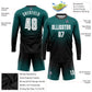 Custom Teal White-Black Sublimation Long Sleeve Fade Fashion Soccer Uniform Jersey Limited