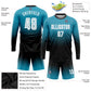 Custom Panther Blue White-Black Sublimation Long Sleeve Fade Fashion Soccer Uniform Jersey Limited