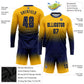 Custom Gold Navy Sublimation Long Sleeve Fade Fashion Soccer Uniform Jersey Limited