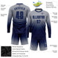 Custom Gray Navy Sublimation Long Sleeve Fade Fashion Soccer Uniform Jersey Limited