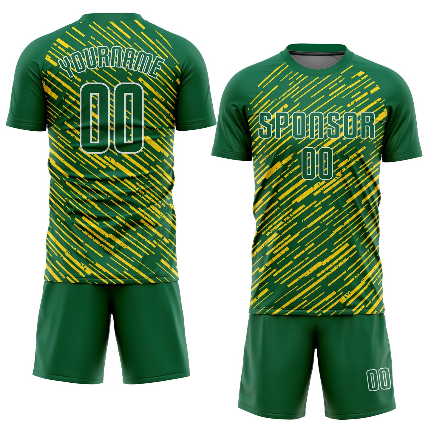 Custom Kelly Green Kelly Green-Gold Sublimation Soccer Uniform Jersey Limited