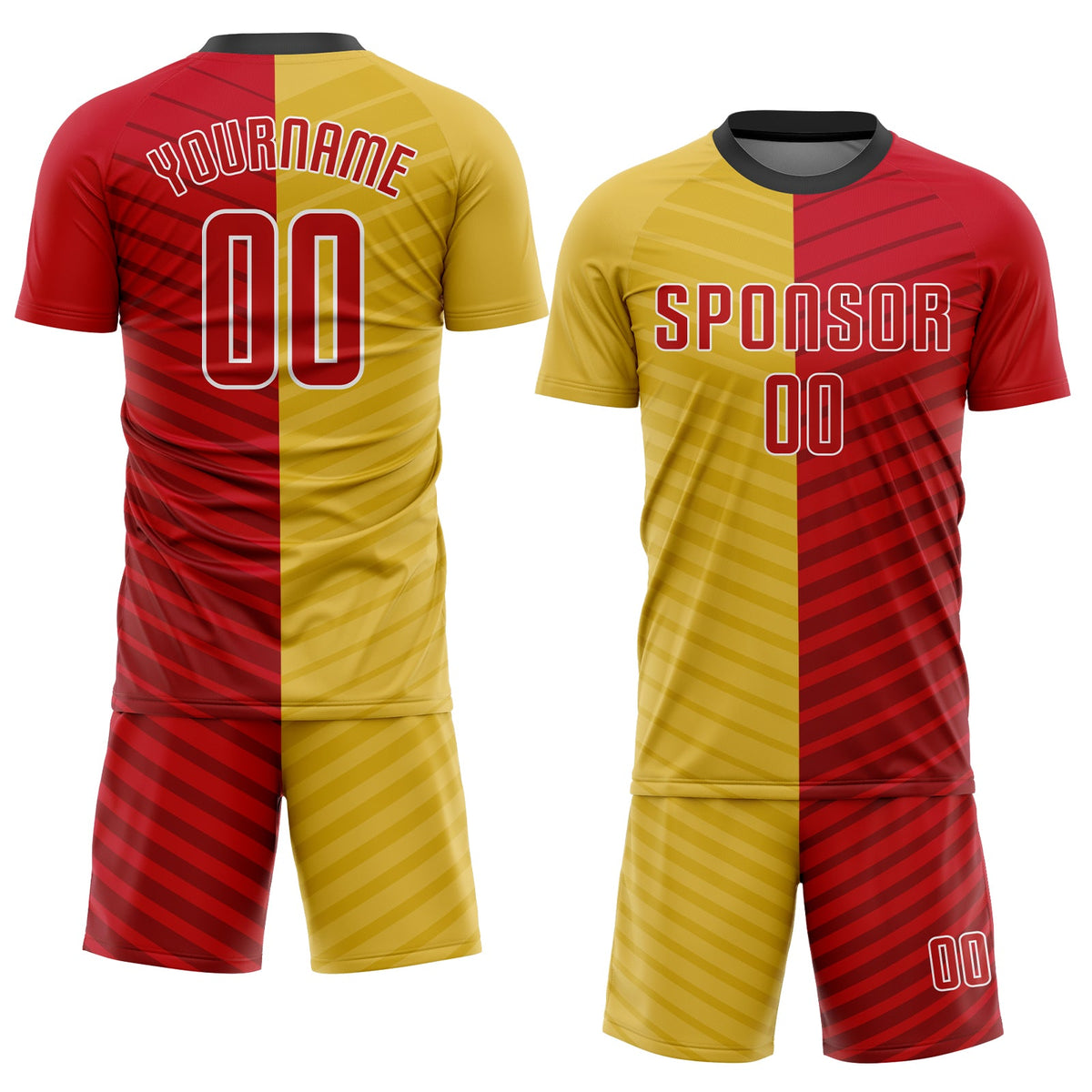 Custom Gold Red-White Sublimation Soccer Uniform Jersey Limited