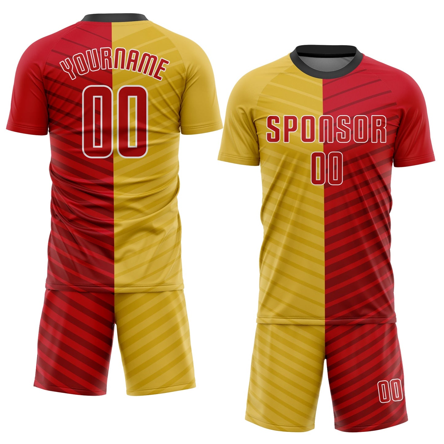 Custom Gold Red-White Sublimation Soccer Uniform Jersey Limited
