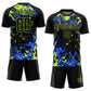 Custom Black Black Neon Green-Royal Sublimation Soccer Uniform Jersey Limited