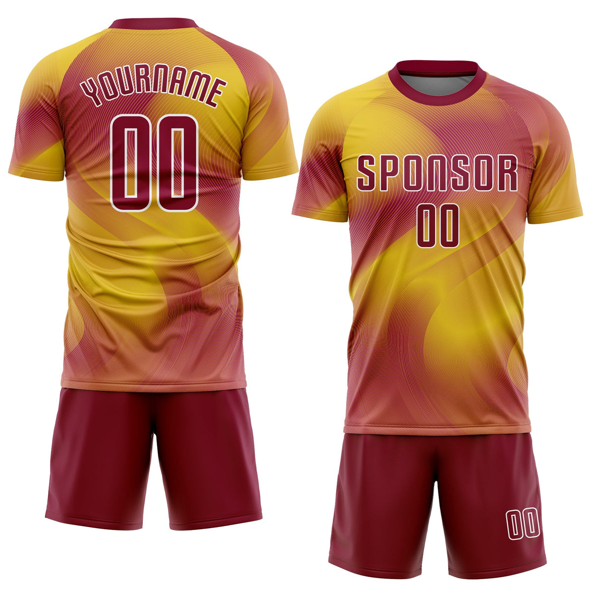 Custom Gold Crimson-White Sublimation Soccer Uniform Jersey Limited