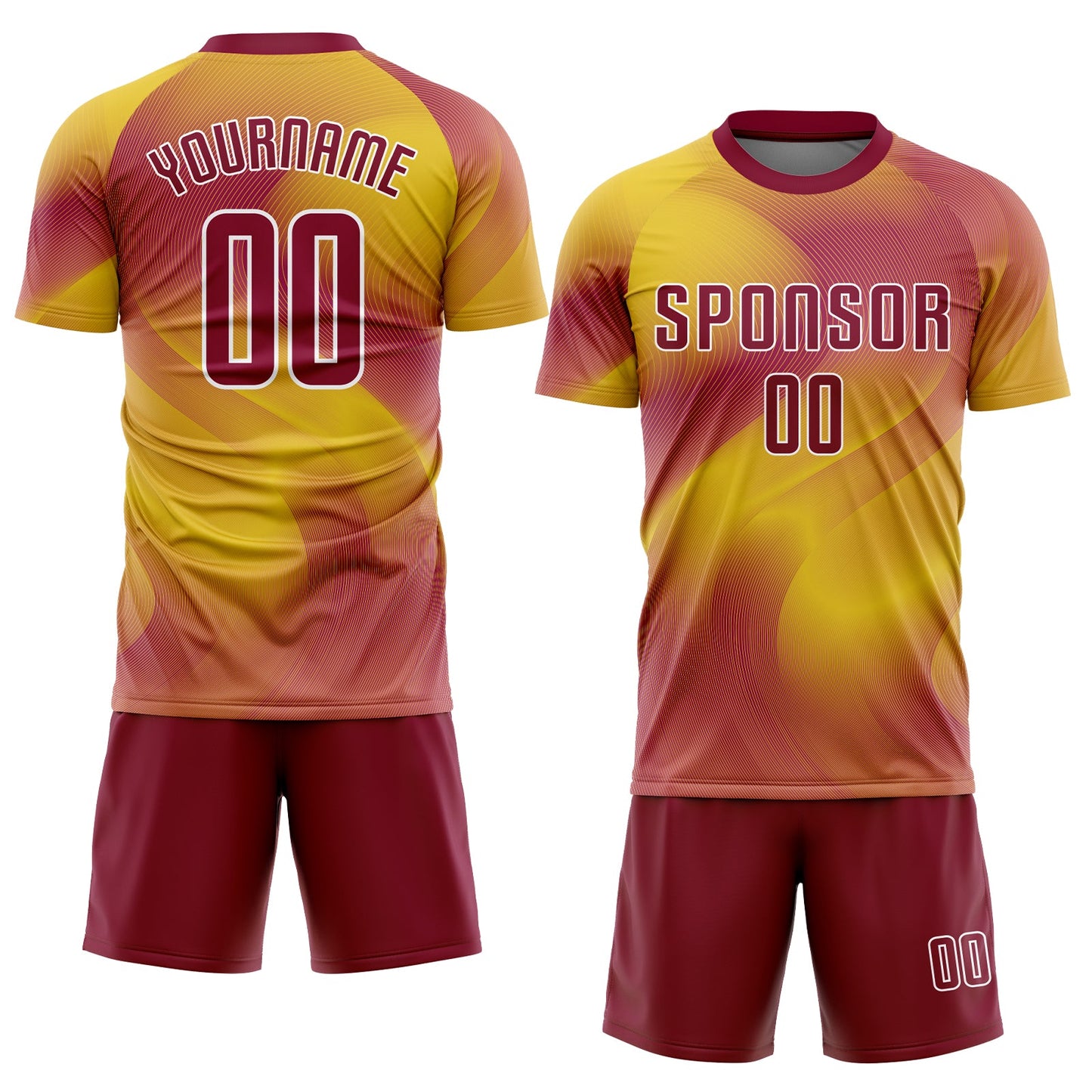 Custom Gold Crimson-White Sublimation Soccer Uniform Jersey Limited