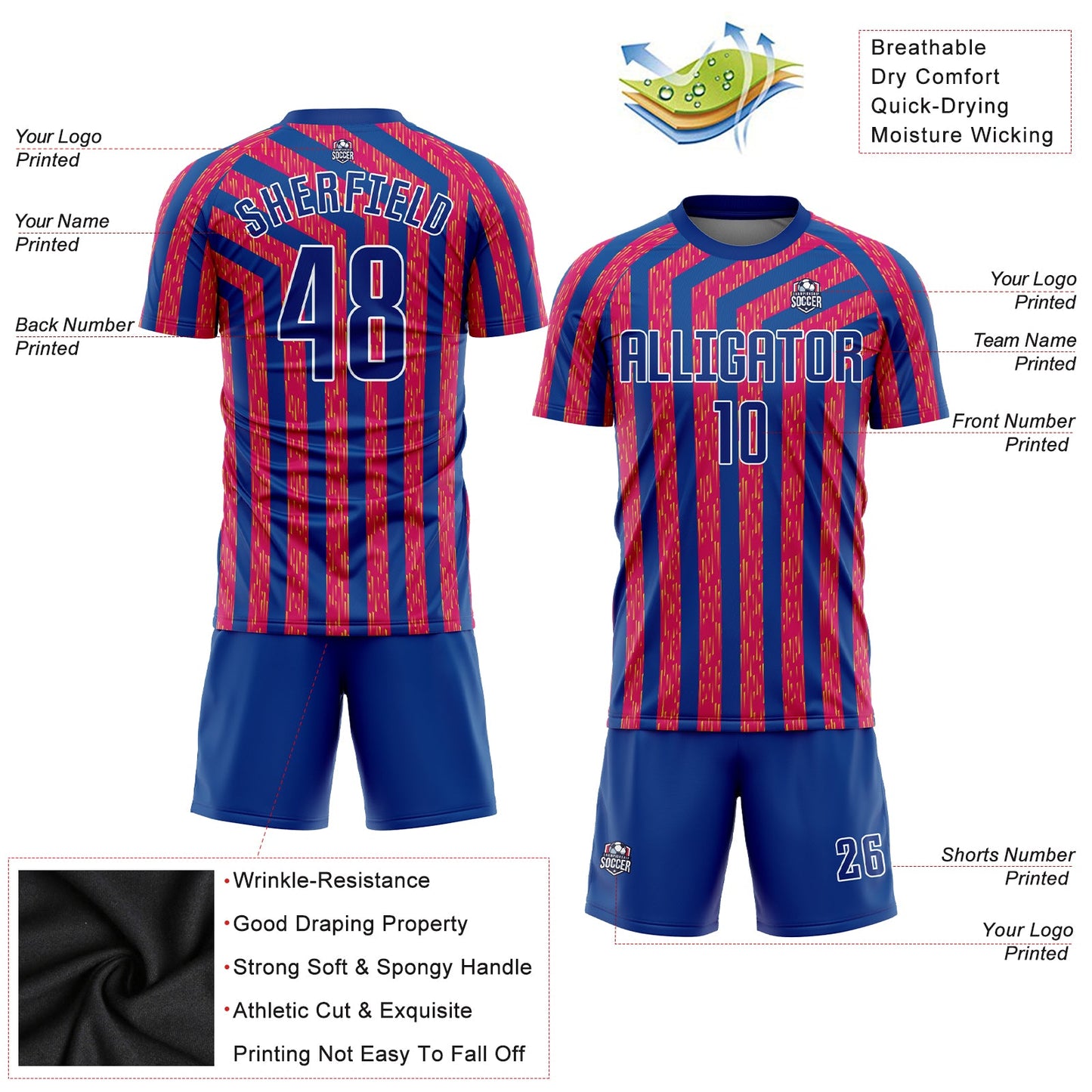 Custom Red Royal-White Sublimation Soccer Uniform Jersey Limited