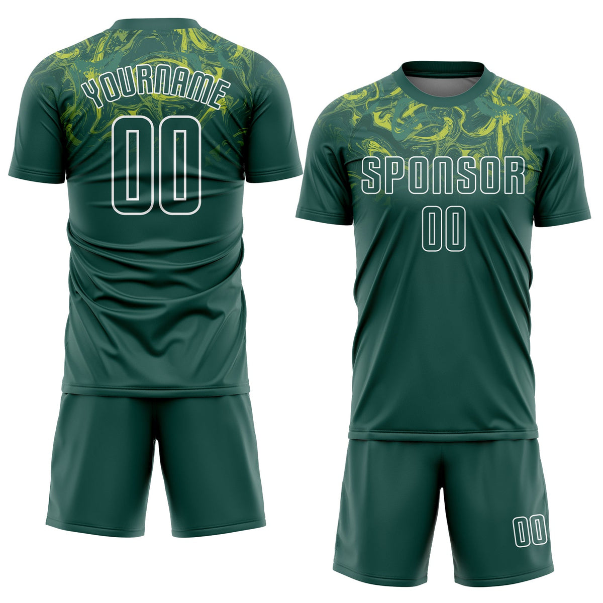 Custom Kelly Green Kelly Green-Gold Sublimation Soccer Uniform Jersey Limited