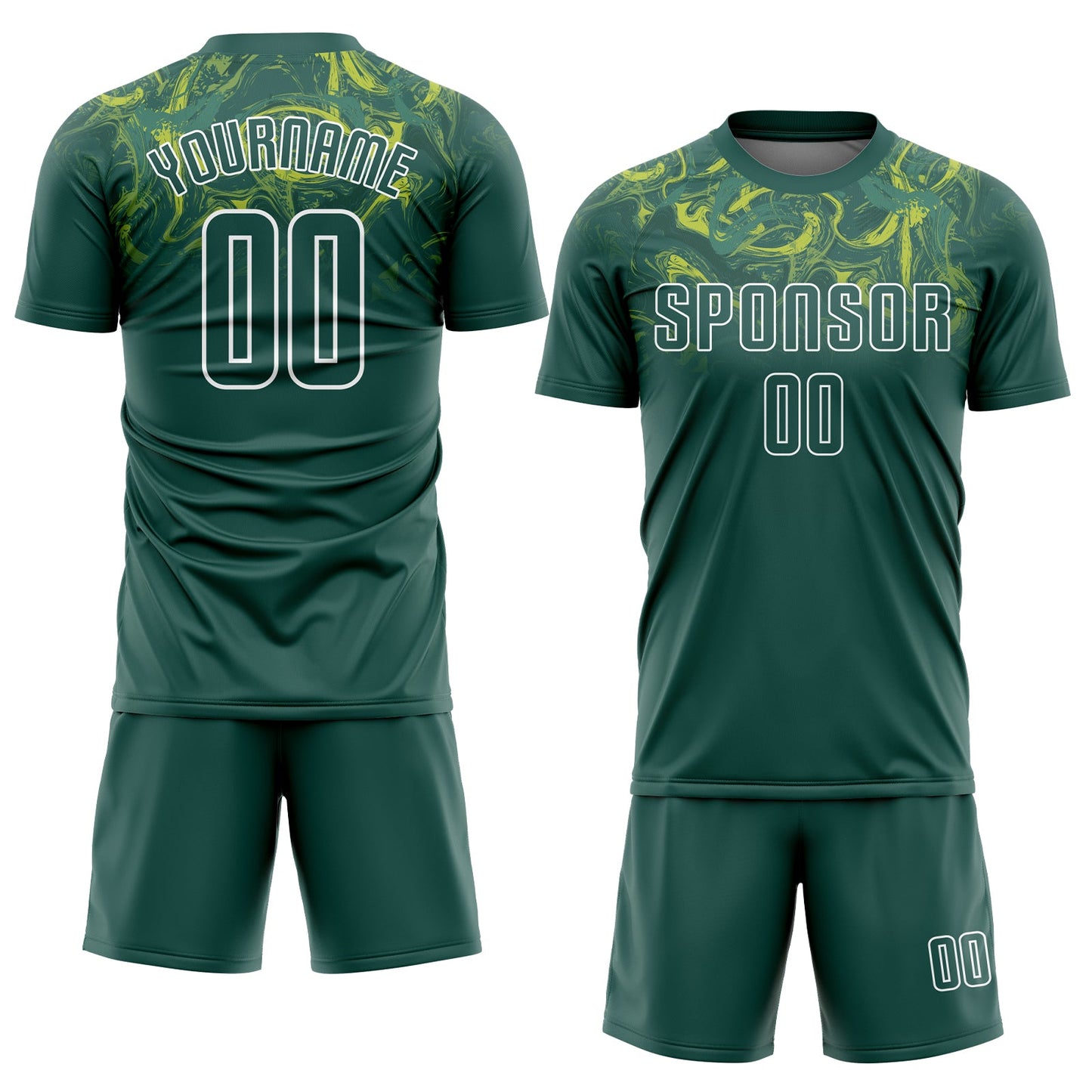 Custom Kelly Green Kelly Green-Gold Sublimation Soccer Uniform Jersey Limited