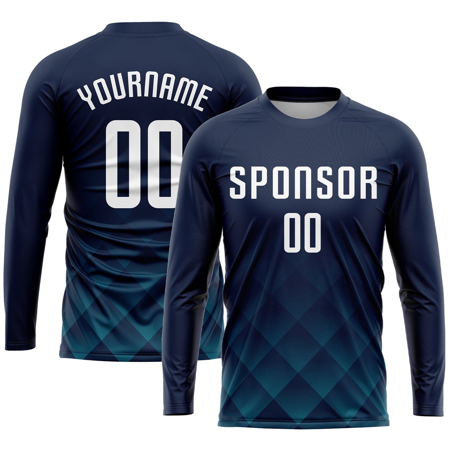 Custom Navy White-Teal Sublimation Soccer Uniform Jersey Limited