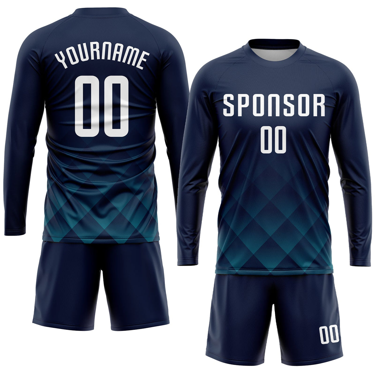 Custom Navy White-Teal Sublimation Soccer Uniform Jersey Limited