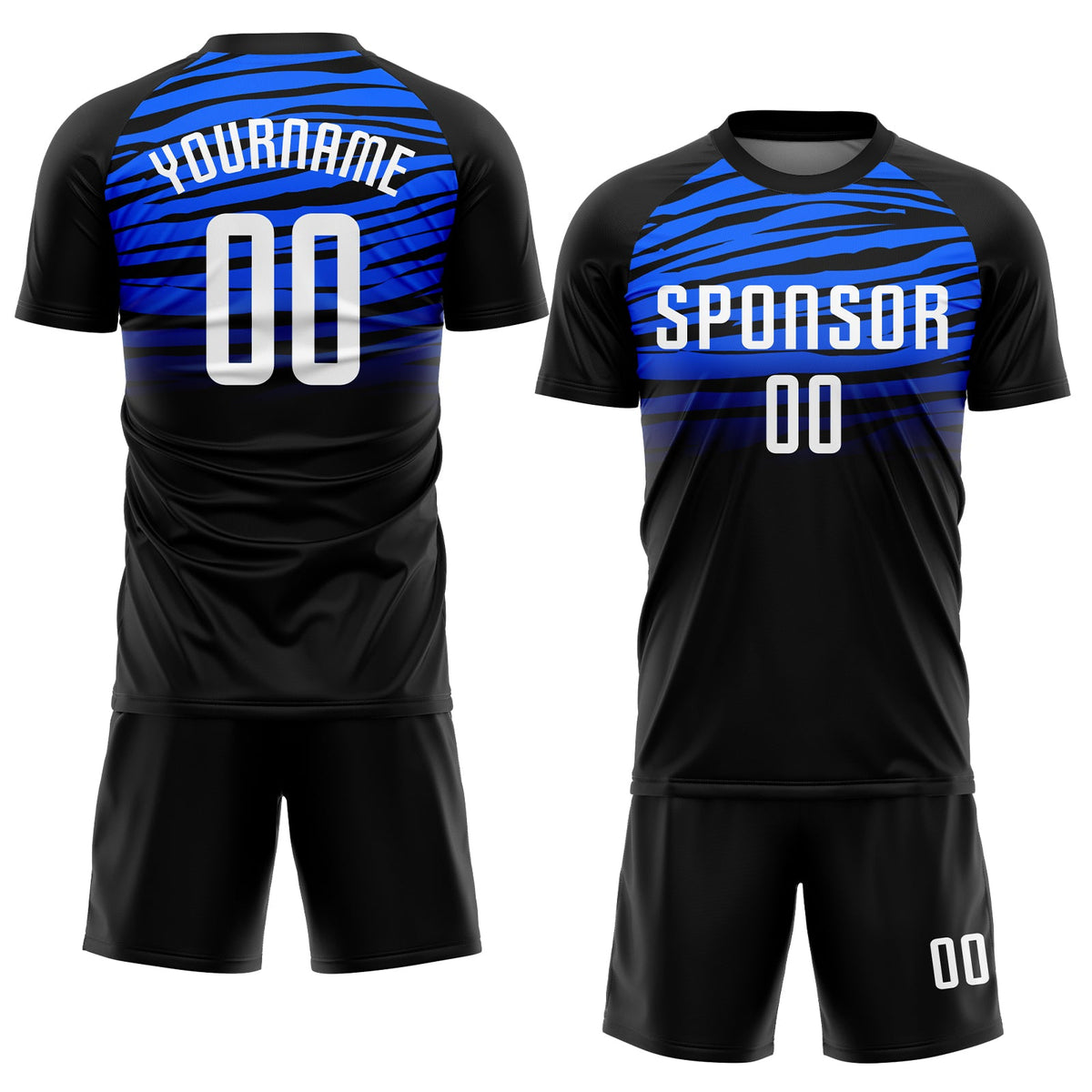Custom Black White-Royal Sublimation Soccer Uniform Jersey Limited