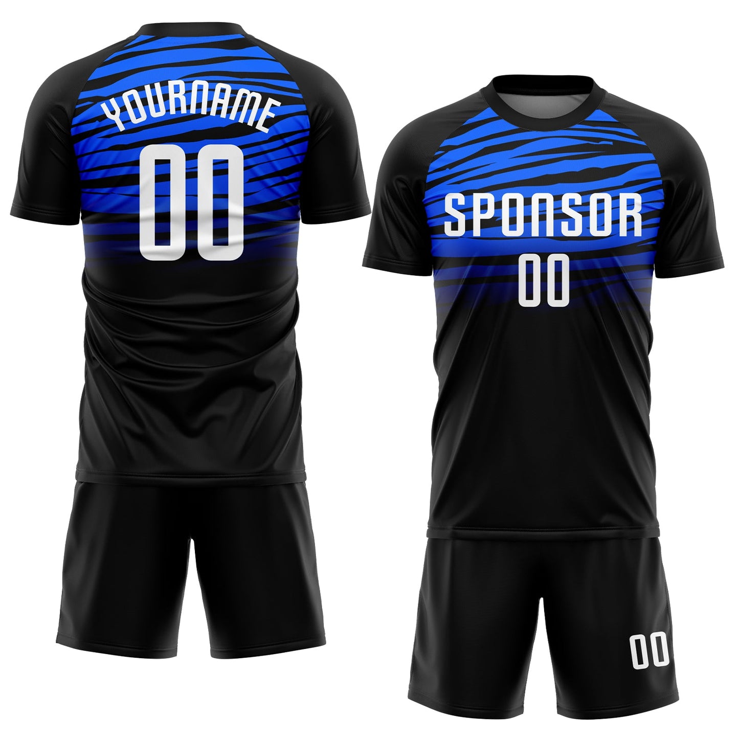 Custom Black White-Royal Sublimation Soccer Uniform Jersey Limited