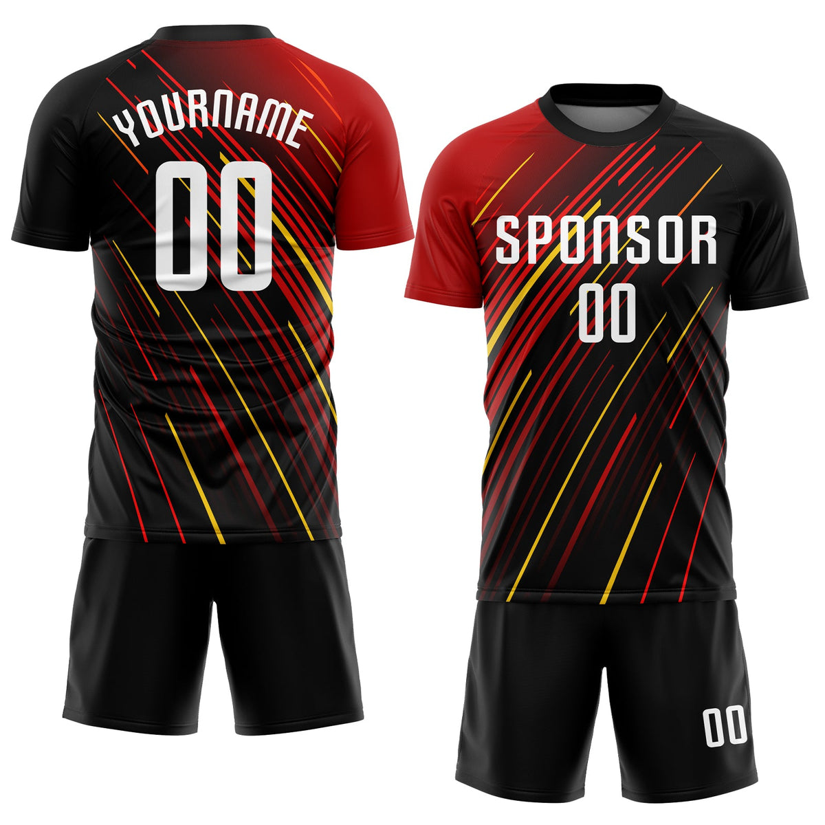 Custom Red White Black-Gold Sublimation Soccer Uniform Jersey Limited