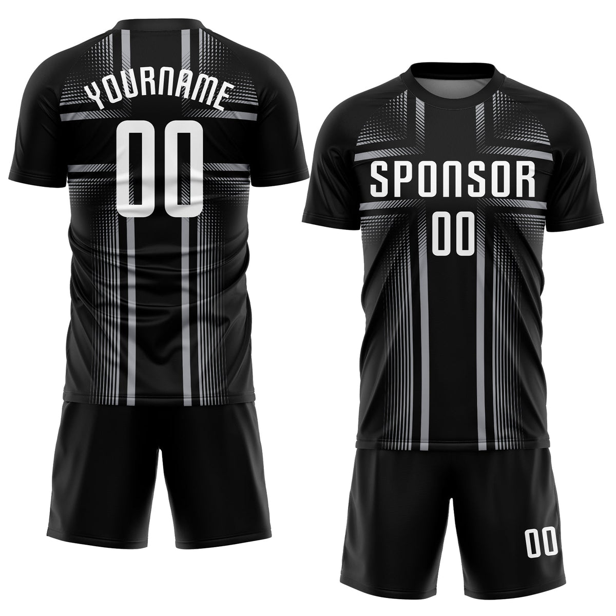 Custom Black White-Gray Sublimation Soccer Uniform Jersey Limited