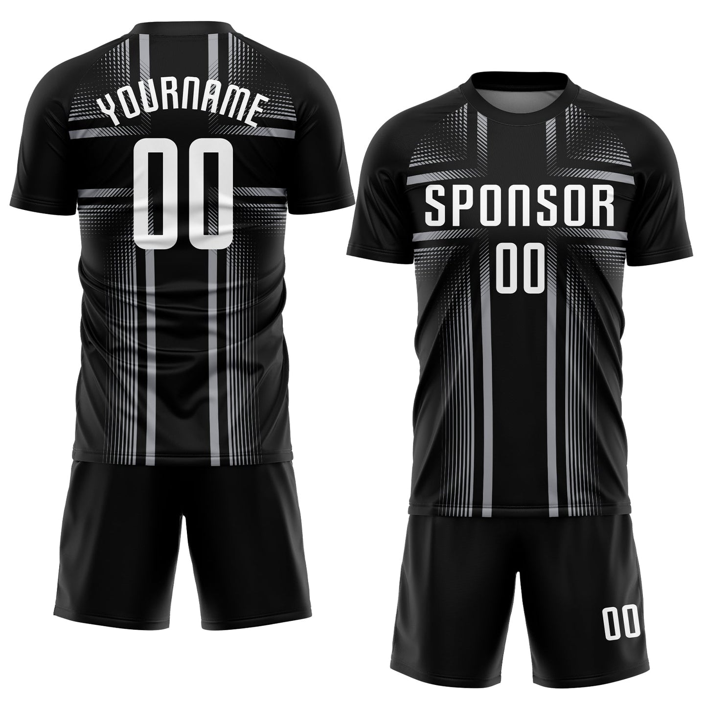 Custom Black White-Gray Sublimation Soccer Uniform Jersey Limited