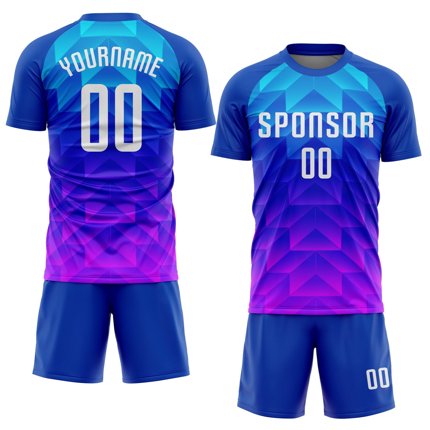 Custom Royal White Light Blue-Hot Pink Sublimation Soccer Uniform Jersey Limited