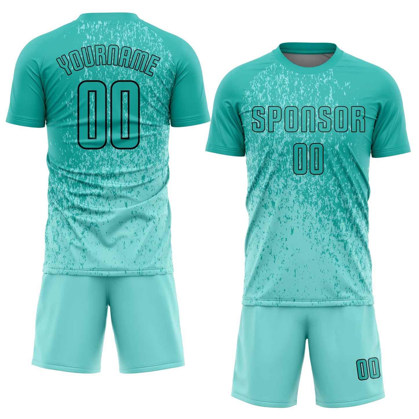 Custom Aqua Aqua-Black Sublimation Soccer Uniform Jersey Limited