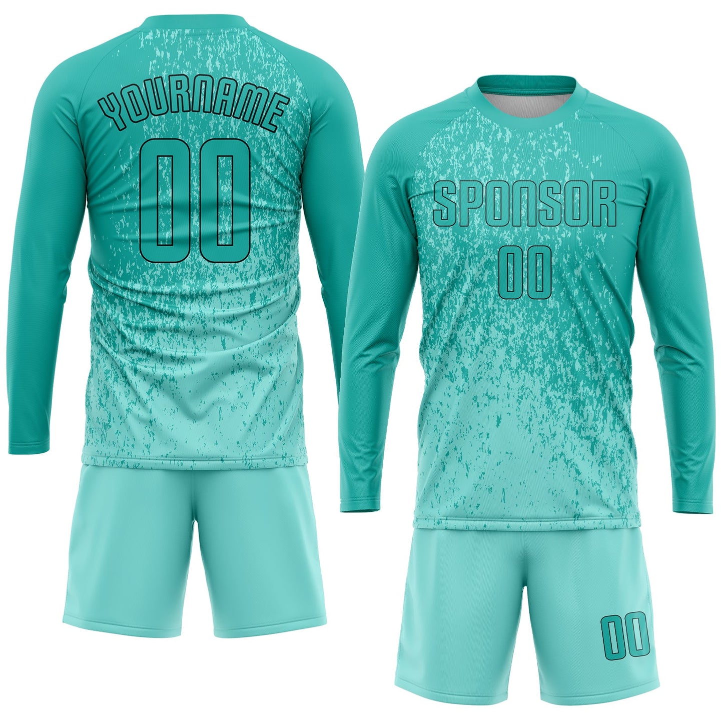 Custom Aqua Aqua-Black Sublimation Soccer Uniform Jersey Limited