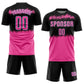 Custom Black Pink-Light Blue Sublimation Soccer Uniform Jersey Limited