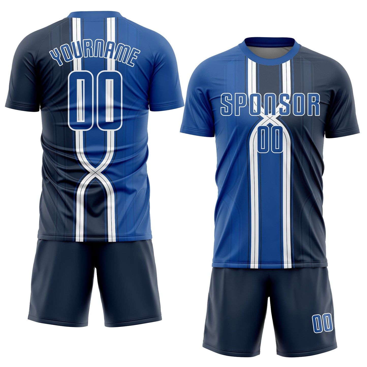 Custom Navy Royal-White Sublimation Soccer Uniform Jersey Limited