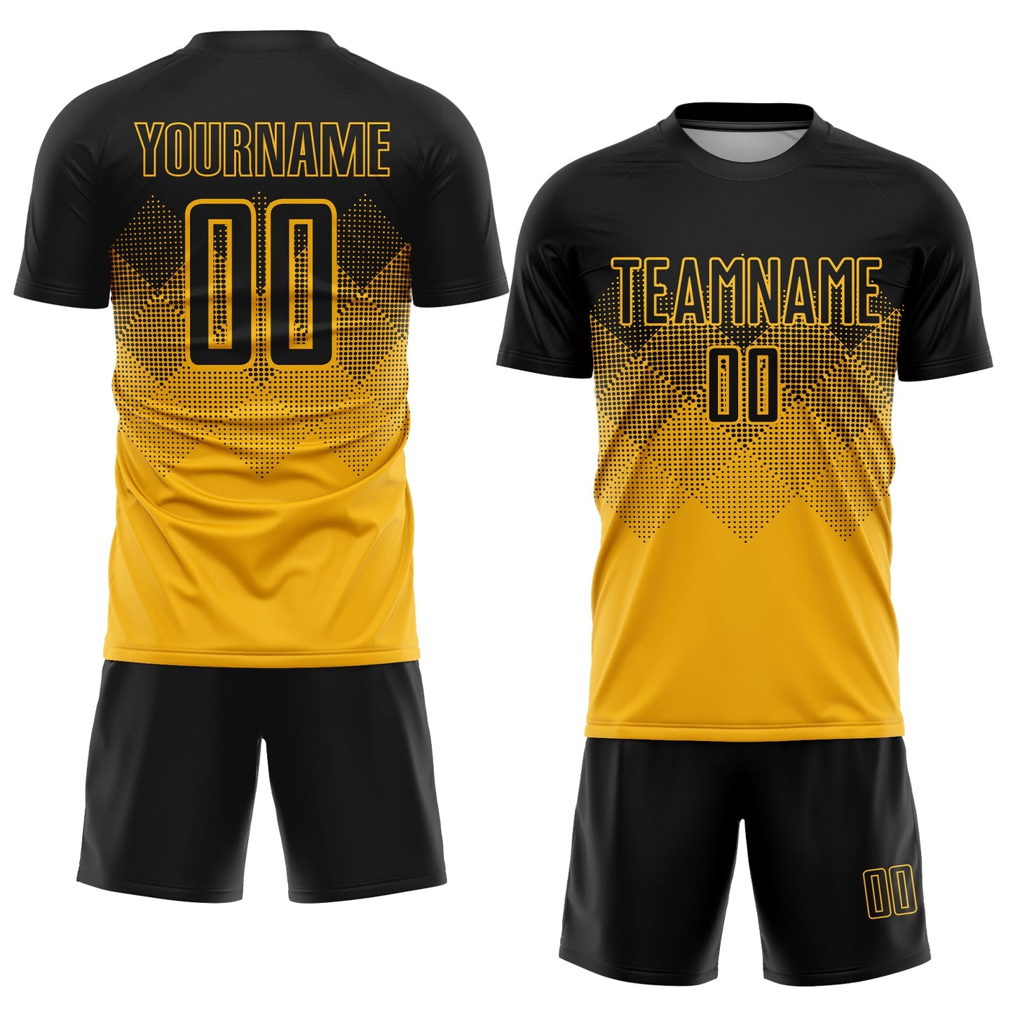 Custom Gold Black Sublimation Soccer Uniform Jersey Limited