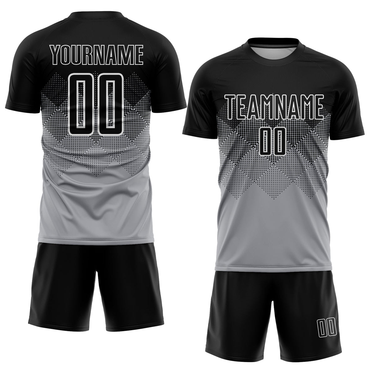 Custom Light Gray Black-White Sublimation Soccer Uniform Jersey Limited