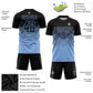 Custom Light Blue Black Sublimation Soccer Uniform Jersey Limited