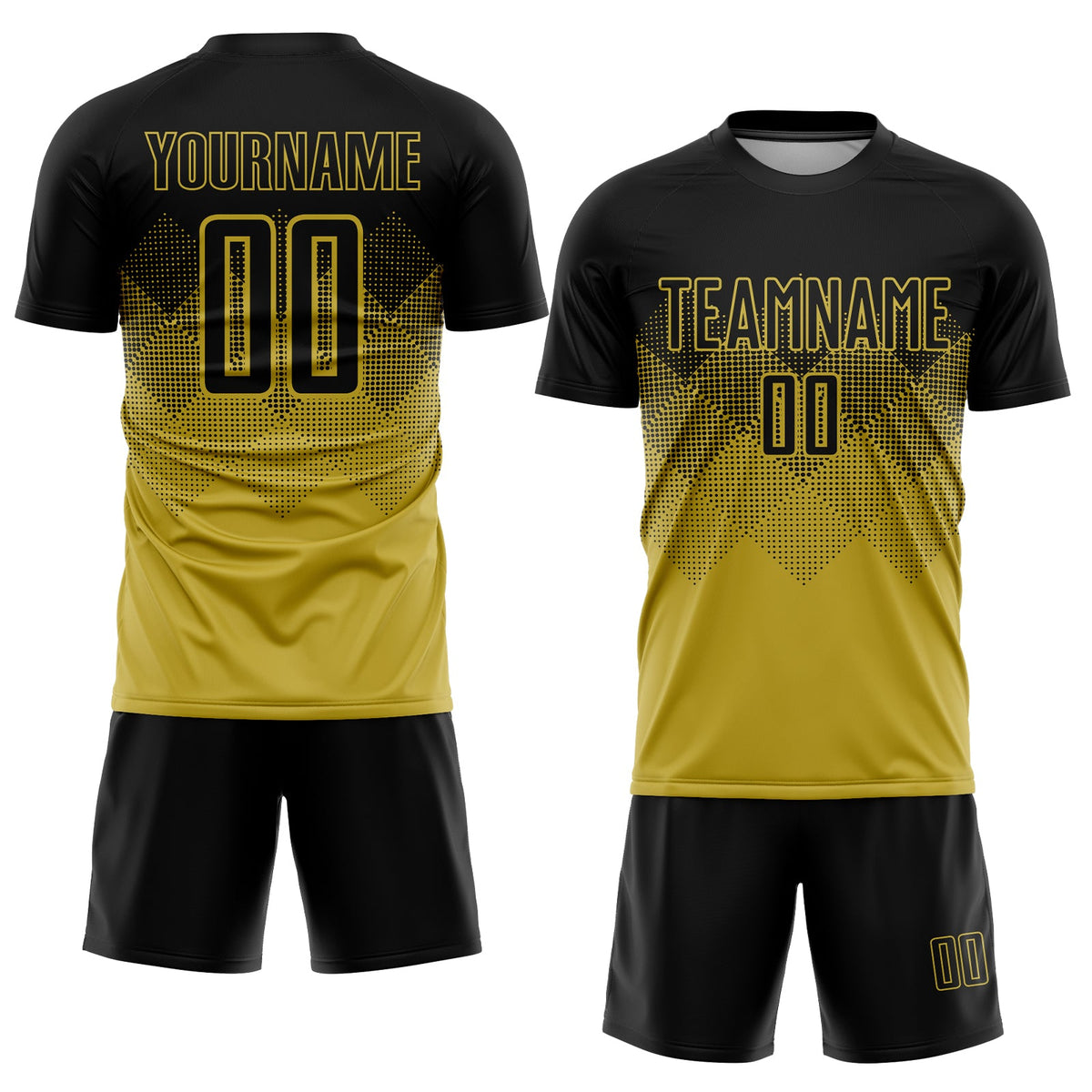 Custom Old Gold Black Sublimation Soccer Uniform Jersey Limited