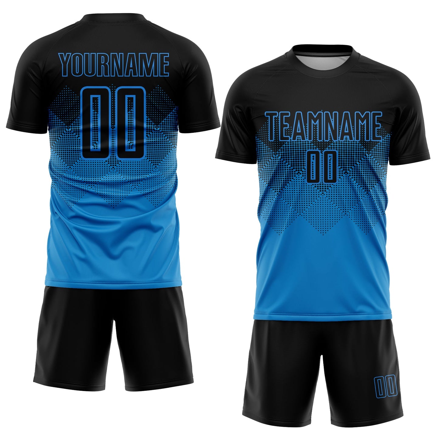 Custom Blue Black Sublimation Soccer Uniform Jersey Limited