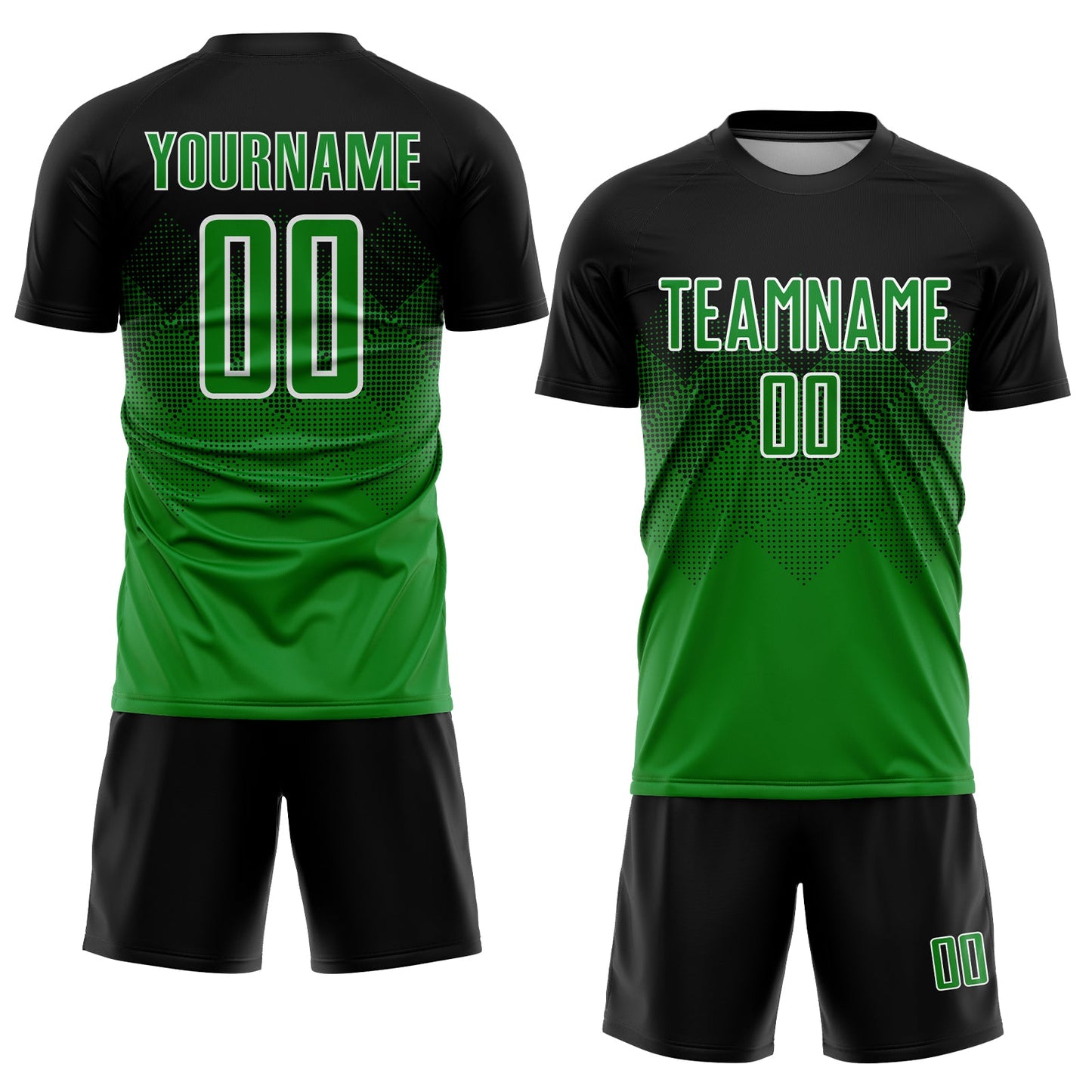 Custom Black Grass Green-White Sublimation Soccer Uniform Jersey Limited