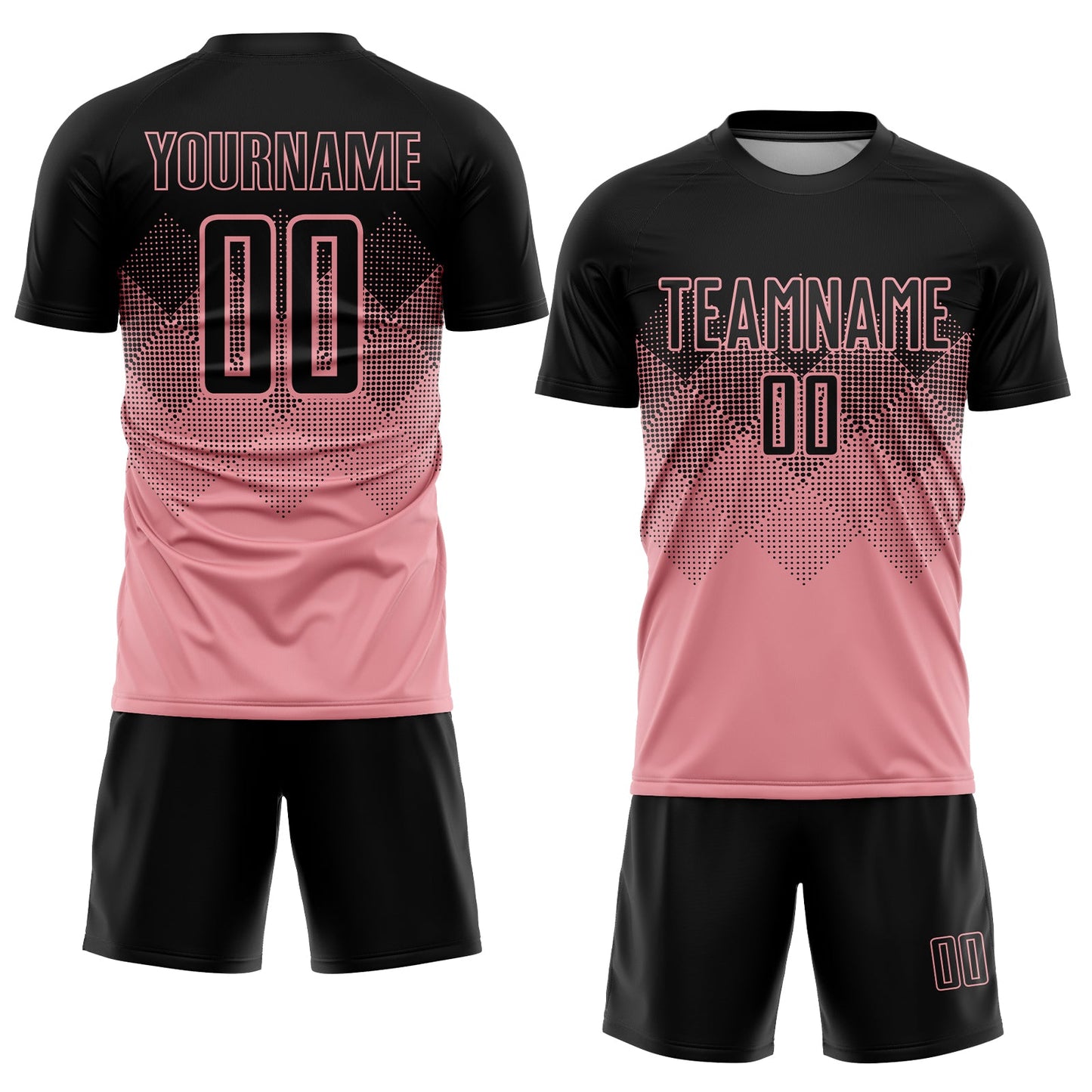 Custom Medium Pink Black Sublimation Soccer Uniform Jersey Limited