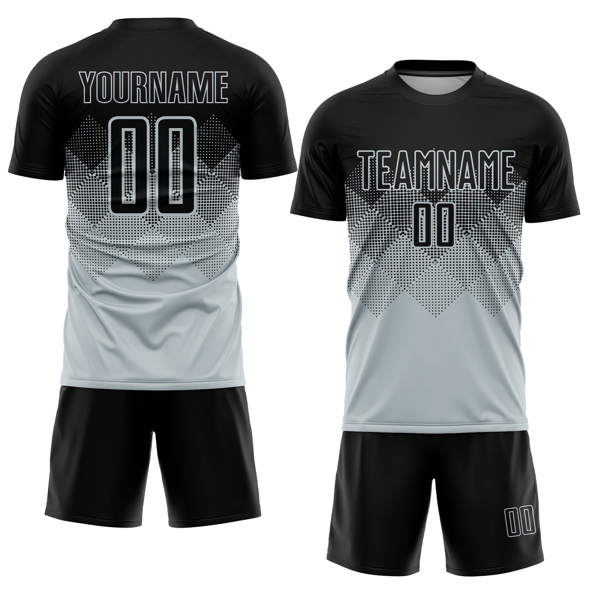 Custom Silver Black Sublimation Soccer Uniform Jersey Limited