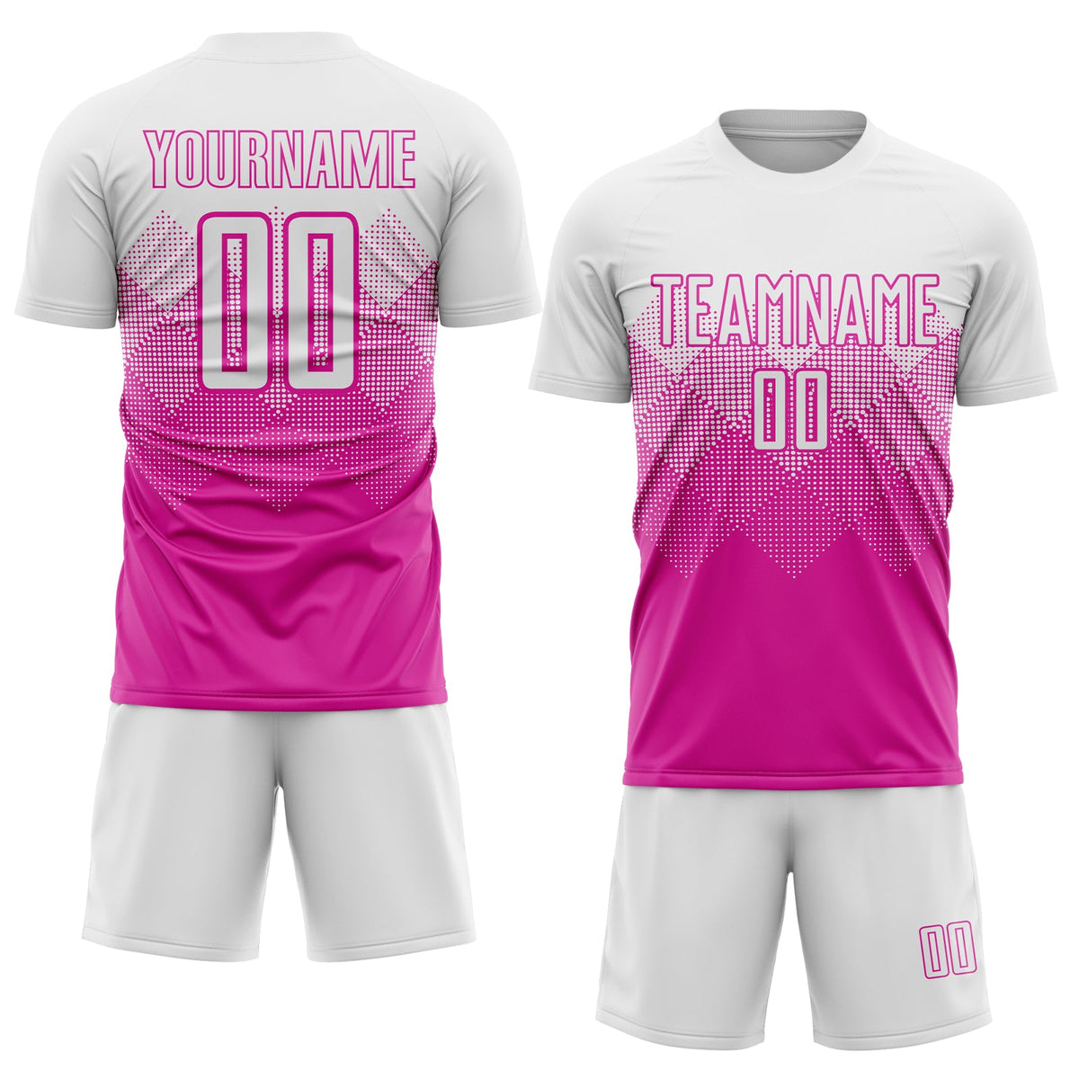 Custom Deep Pink White Sublimation Soccer Uniform Jersey Limited