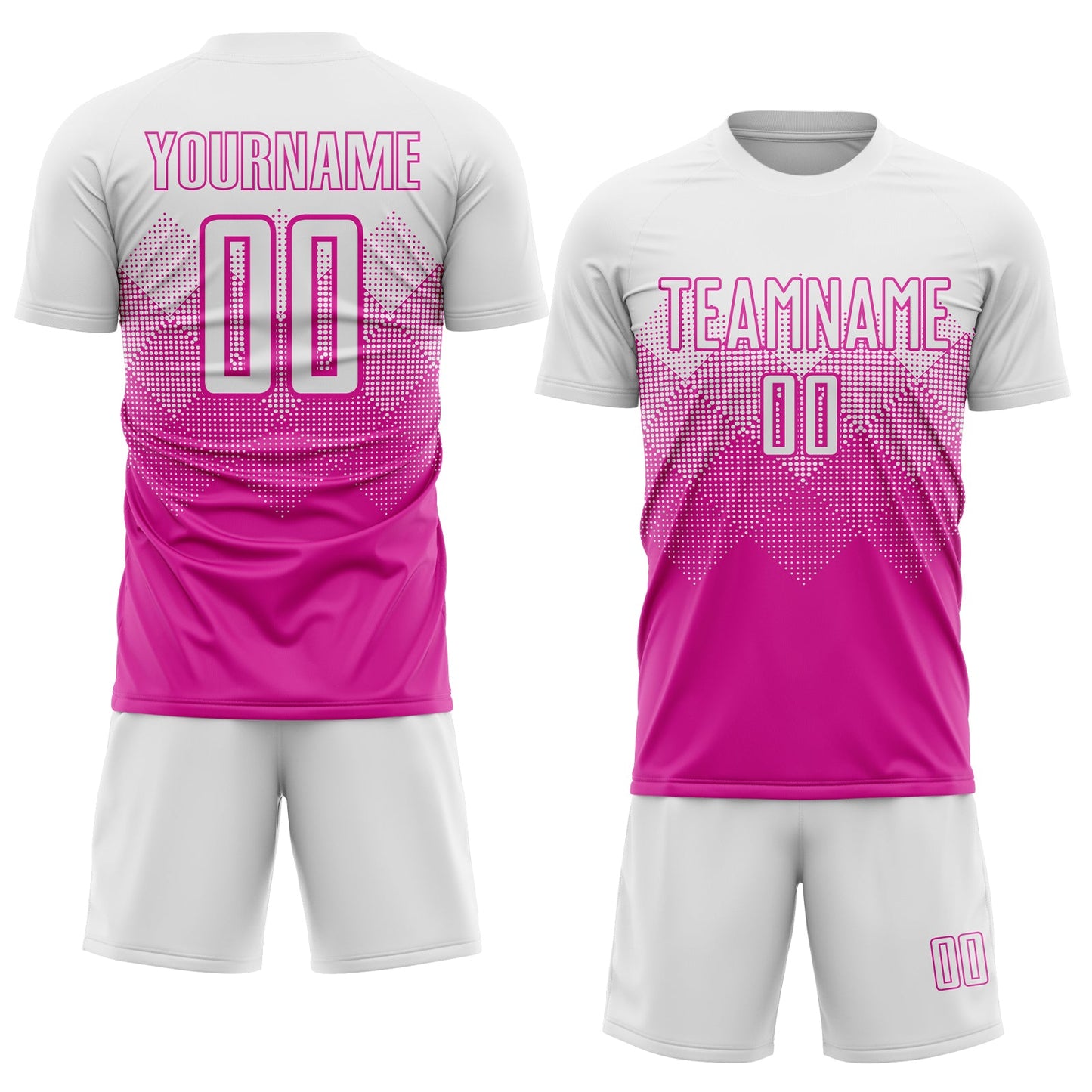 Custom Deep Pink White Sublimation Soccer Uniform Jersey Limited