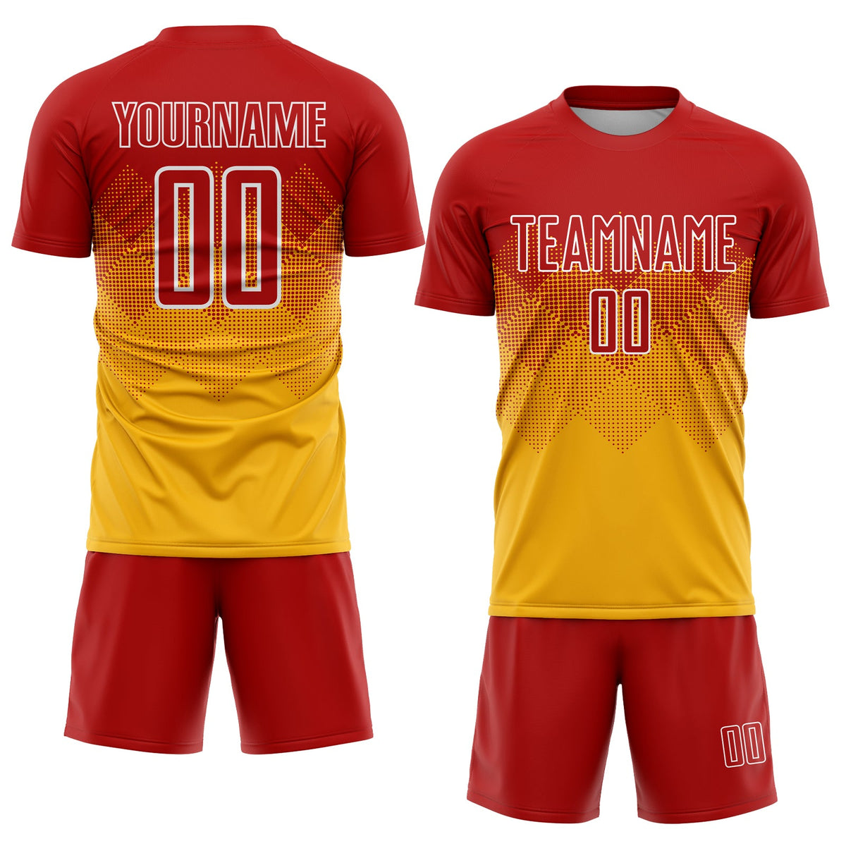 Custom Gold Red-White Sublimation Soccer Uniform Jersey Limited
