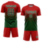 Custom Red Green-White Sublimation Soccer Uniform Jersey Limited