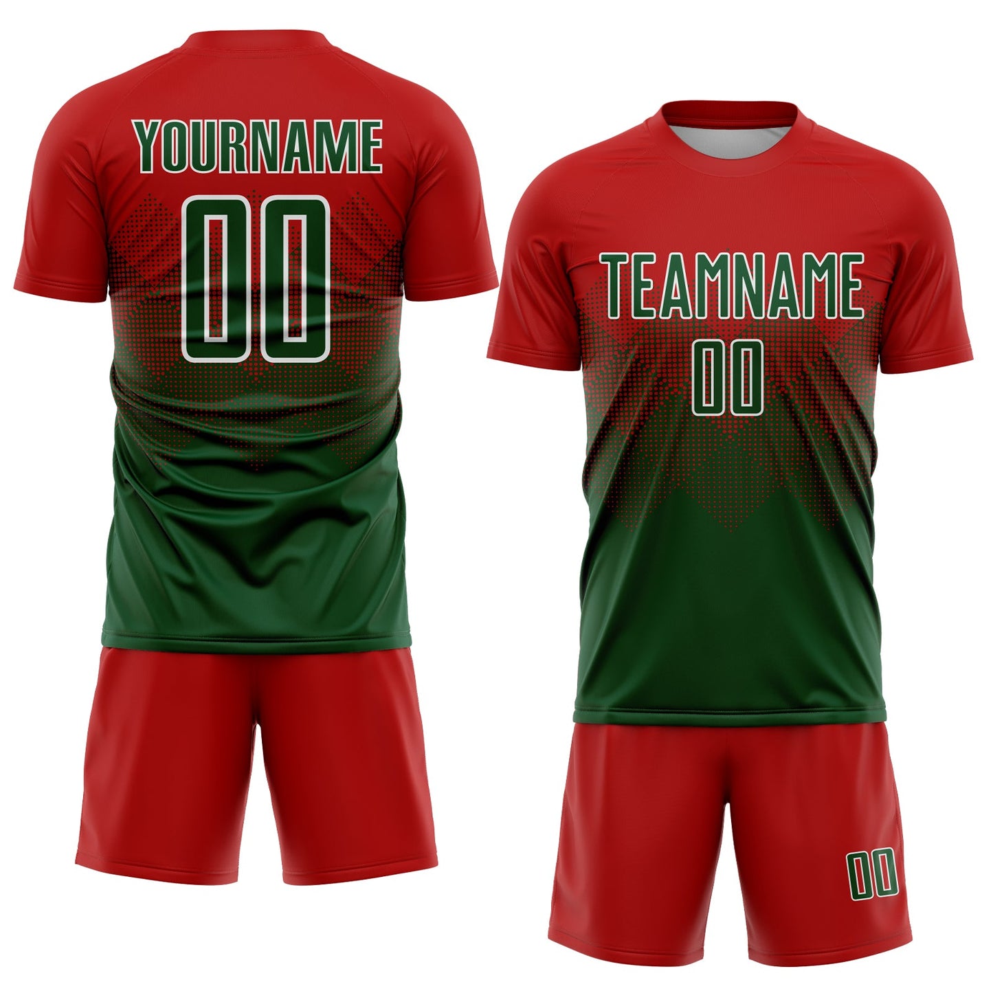 Custom Red Green-White Sublimation Soccer Uniform Jersey Limited