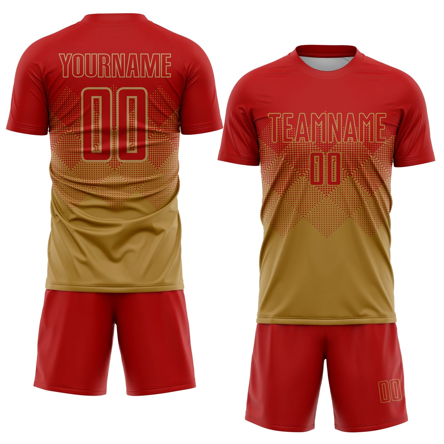 Custom Old Gold Red Sublimation Soccer Uniform Jersey Limited