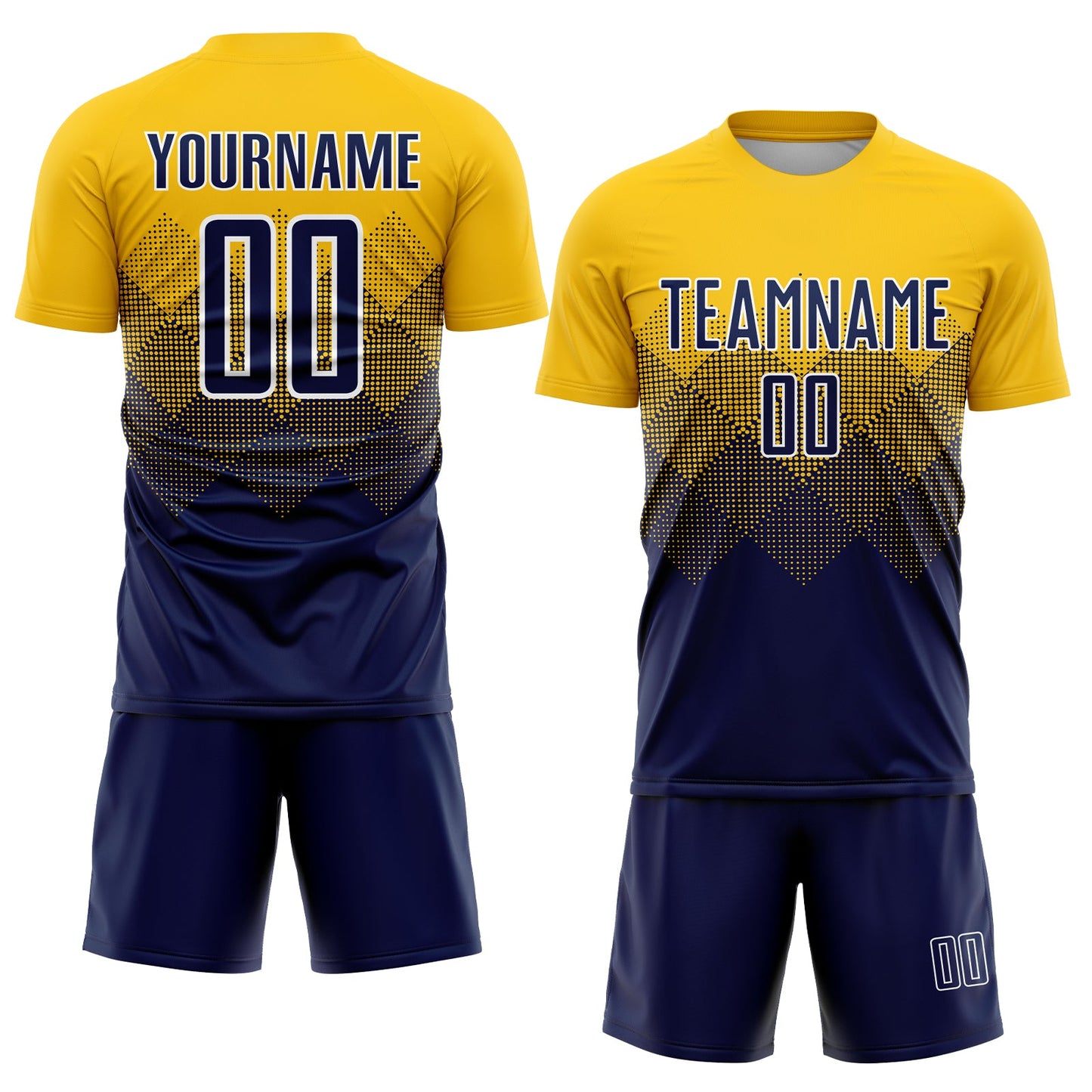 Custom Gold Navy-White Sublimation Soccer Uniform Jersey Limited