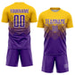 Custom Gold Purple-White Sublimation Soccer Uniform Jersey Limited