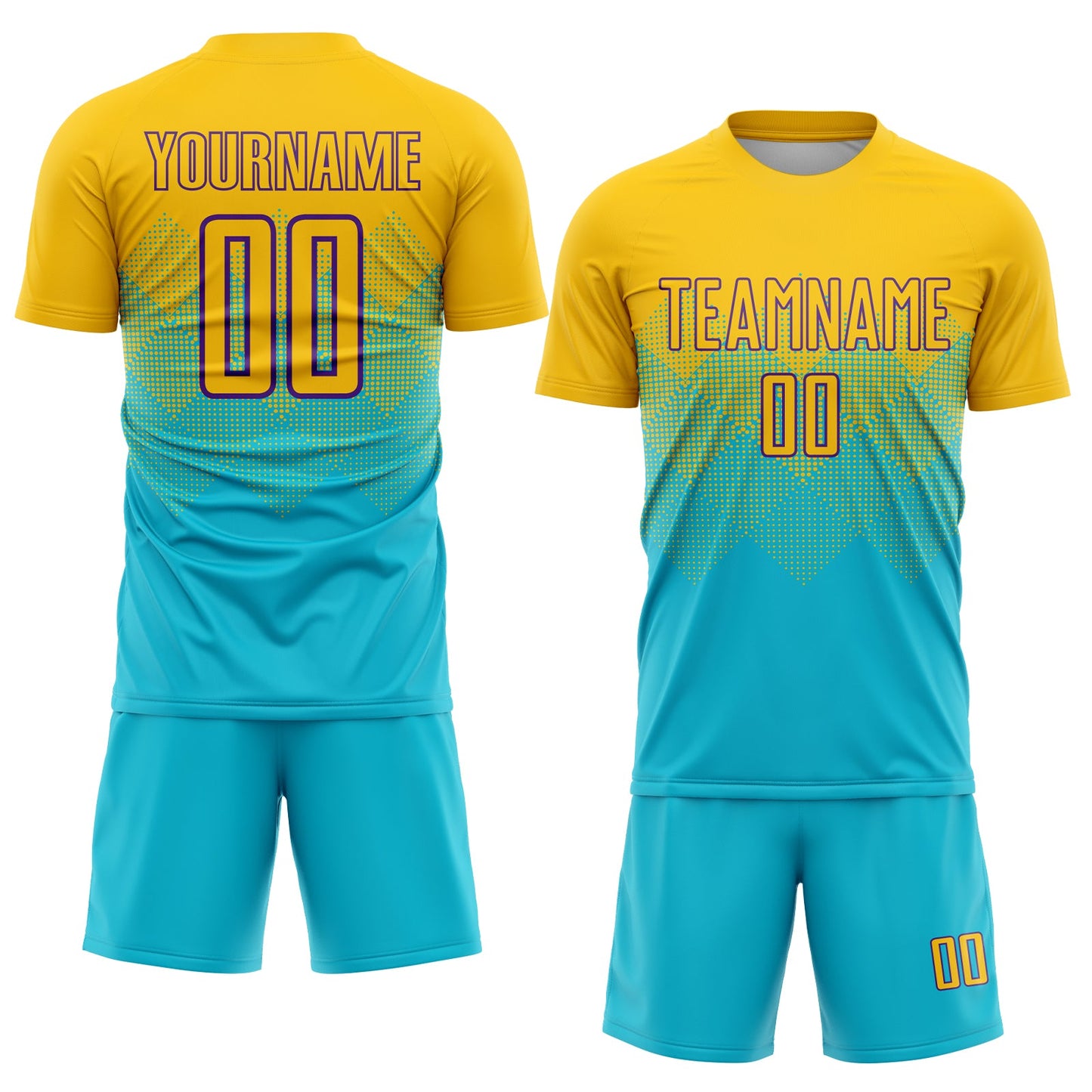 Custom Lakes Blue Gold-Purple Sublimation Soccer Uniform Jersey Limited