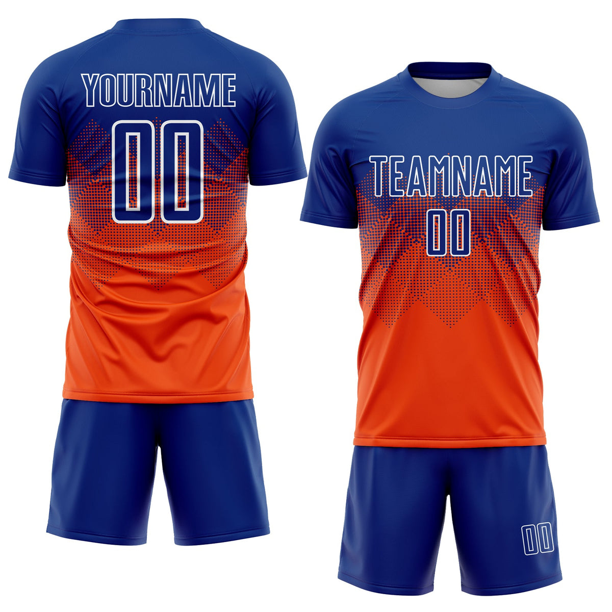 Custom Orange Royal-White Sublimation Soccer Uniform Jersey Limited