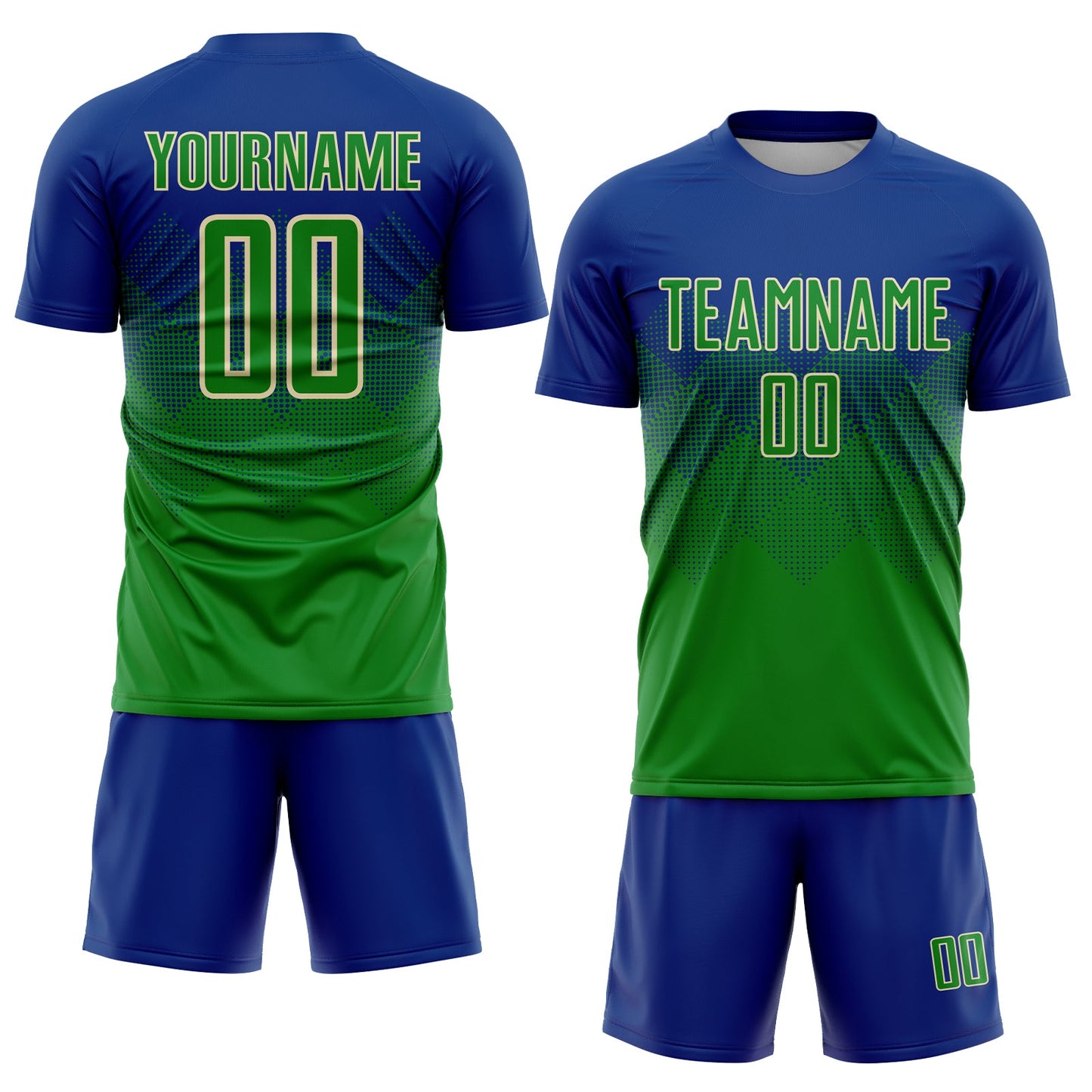 Custom Royal Keely Green-Cream Sublimation Soccer Uniform Jersey Limited