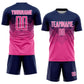Custom Navy Pink-White Sublimation Soccer Uniform Jersey Limited
